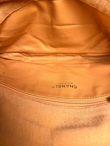 Chanel CC Peach Jersey Quilted Flap Bag