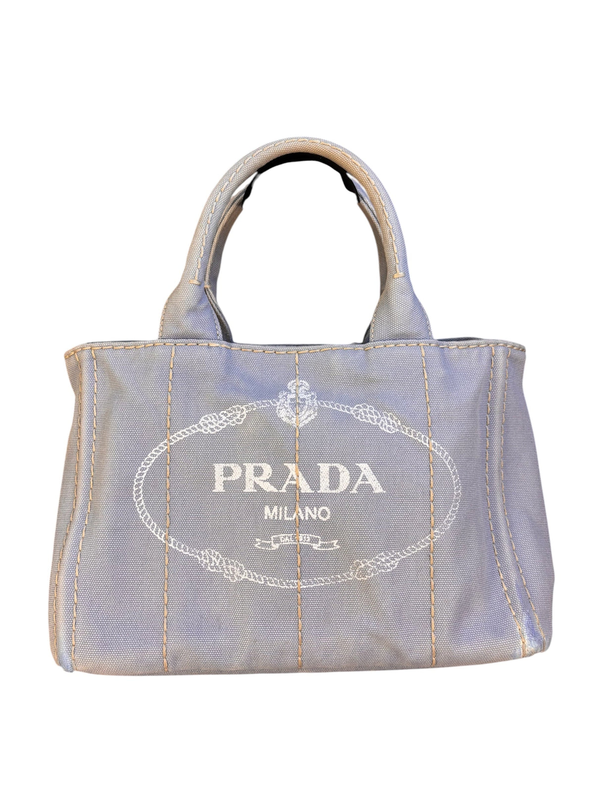 Prada Light Blue Canapa Canvas Two-Way Tote