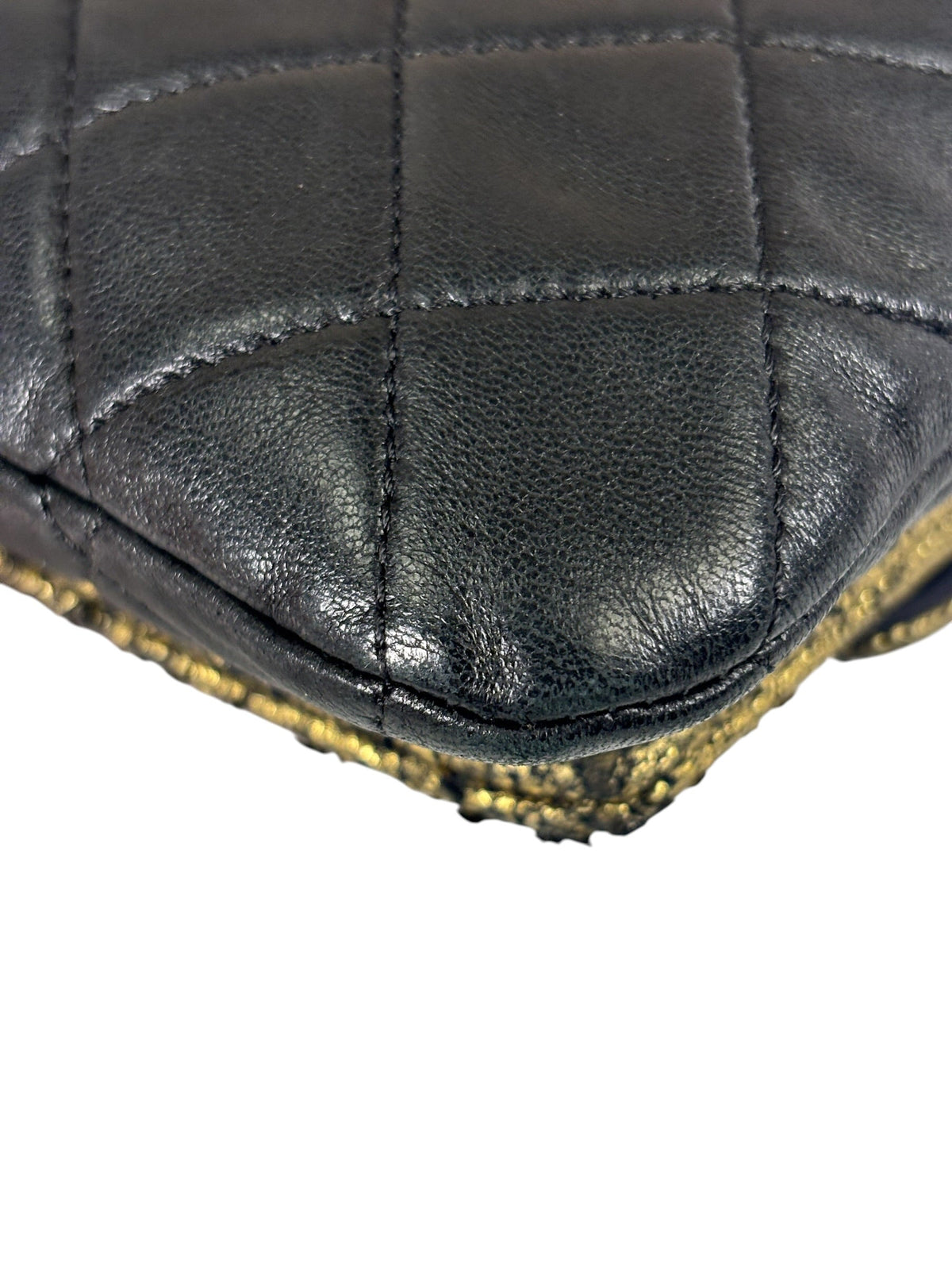 Chanel Black/Golden Quilted Lambskin Night Clutch On Chain Flap Bag 2012