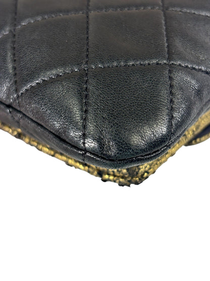 Chanel Black/Golden Quilted Lambskin Night Clutch On Chain Flap Bag 2012