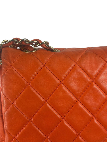 Chanel Orange Quilted Lambskin Flap Bag 2008