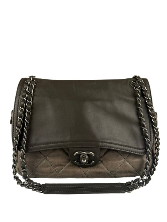 Chanel Olive Two Tone Quilted Leather Chain Flap Bag 2011