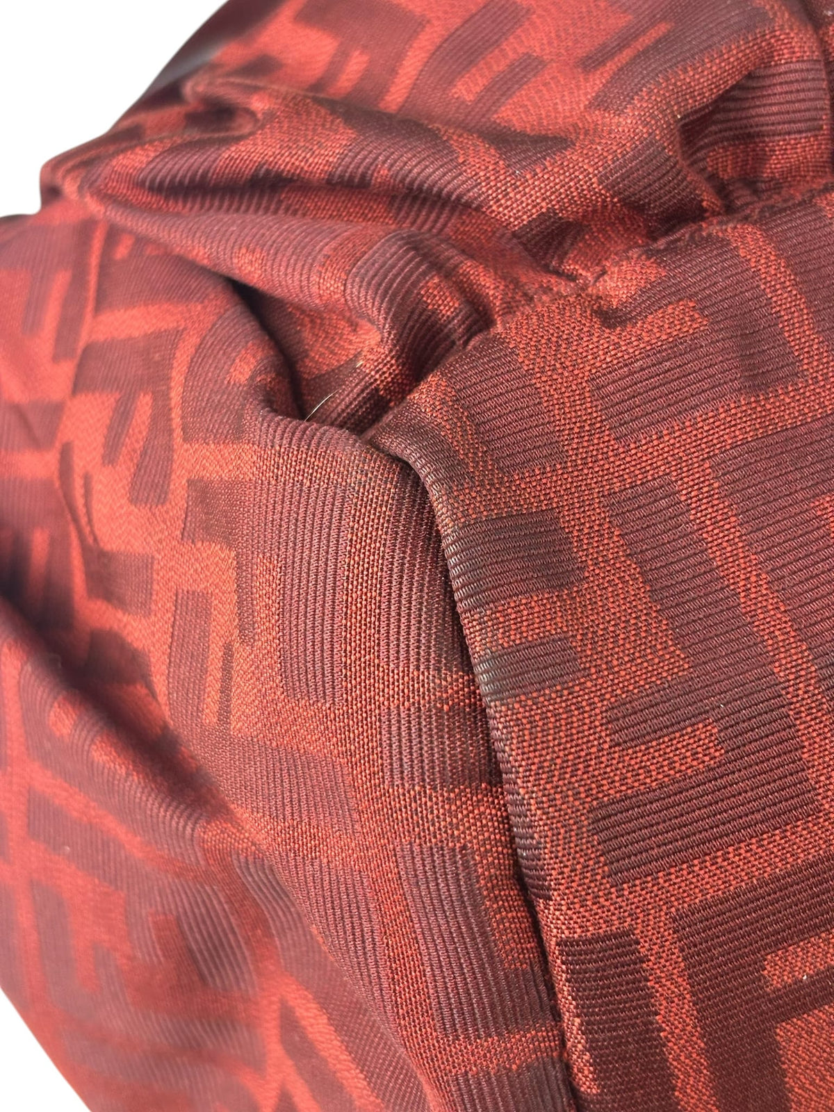 Fendi Red Leather Trim Zucca Chef Tote