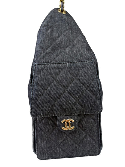 Chanel Navy Quilted Denim/Leather Trim 25 Hobo Bag 2021