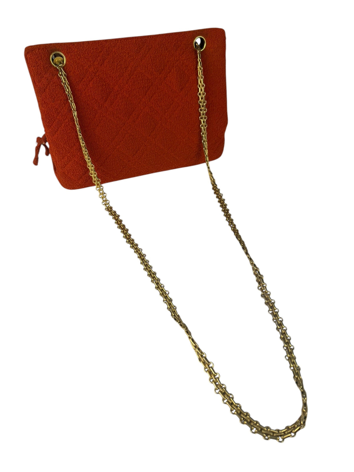 Chanel Vintage Red Quilted Tweed Shoulder Bag 1994