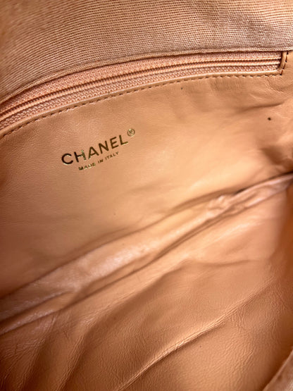 Chanel CC Peach Jersey Quilted Flap Bag