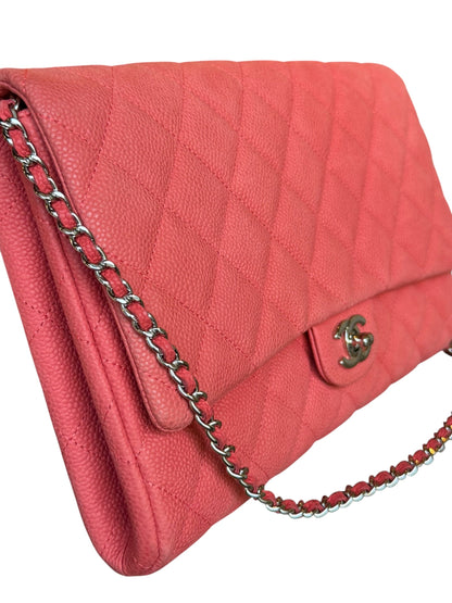 Chanel Coral Pink Matte Quilted Caviar Flap Shoulder Bag 2012