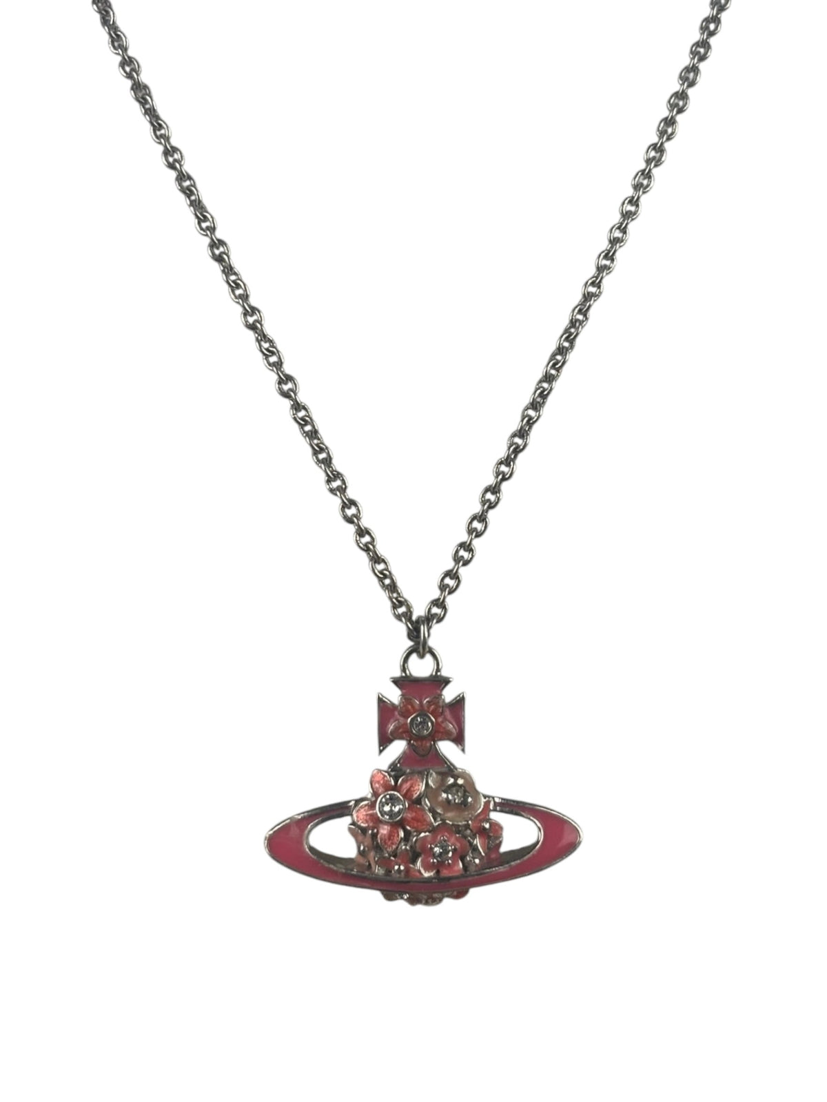Vivienne Westwood Pink Flower Orb Pendant Necklace