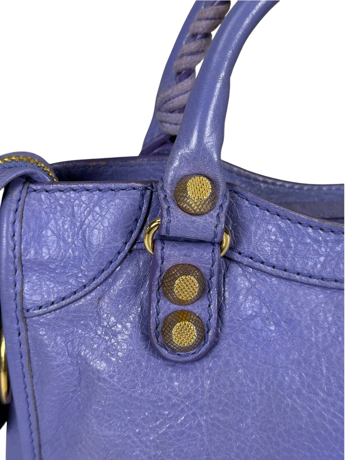 Balenciaga Purple Lambskin Moto City Two-Way Bag