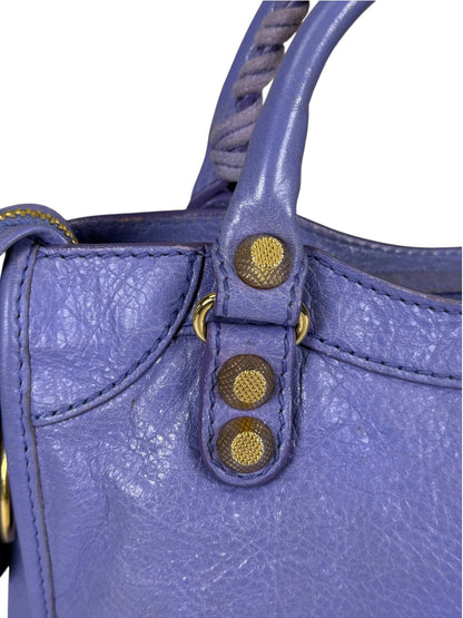 Balenciaga Purple Lambskin Moto City Two-Way Bag