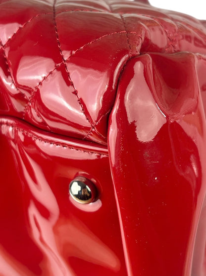 Chanel Red Patent Quilted Leather Large Just Mademoiselle Bowling Bag