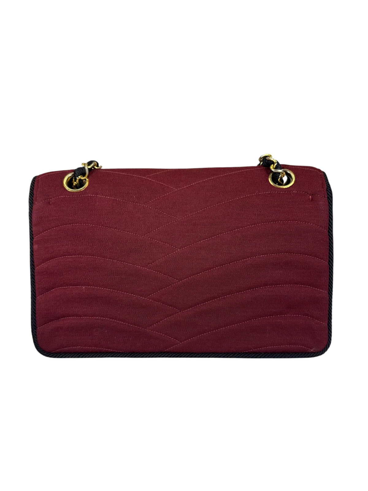 Chanel Vintage Burgundy Cotton Pairs-Seoul Pagoda Flap Bag
