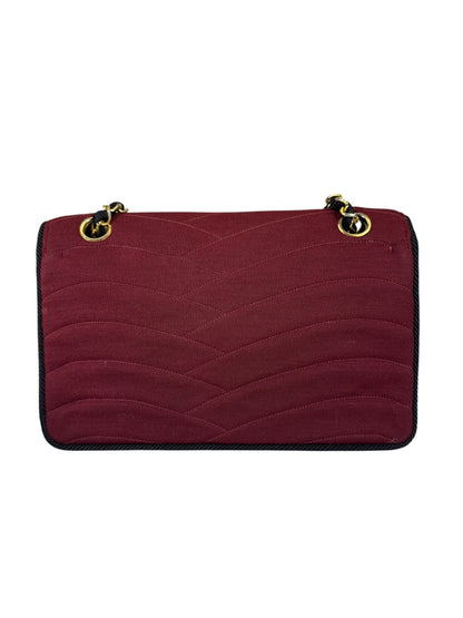Chanel Vintage Burgundy Cotton Pairs-Seoul Pagoda Flap Bag