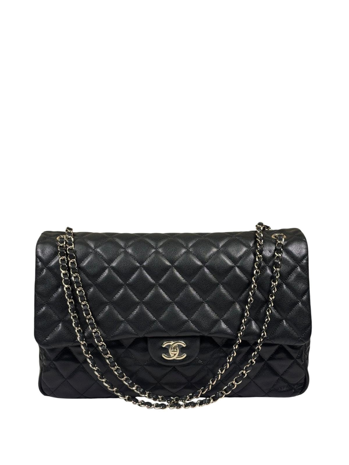 Chanel Black Quilted Caviar Jumbo Flap Bag 2021