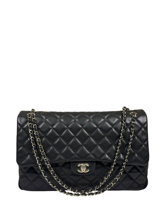 Chanel Black Quilted Caviar Jumbo Flap Bag 2021
