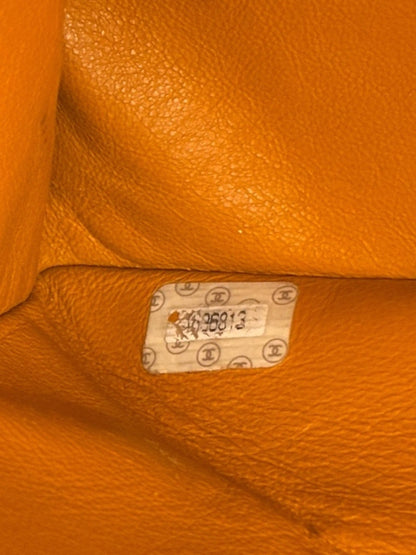 Chanel Vintage Orange Caviar Leather Tote 1989