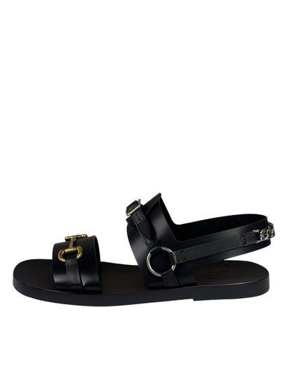 Gucci Black Cordovan Horsebit Sandals
