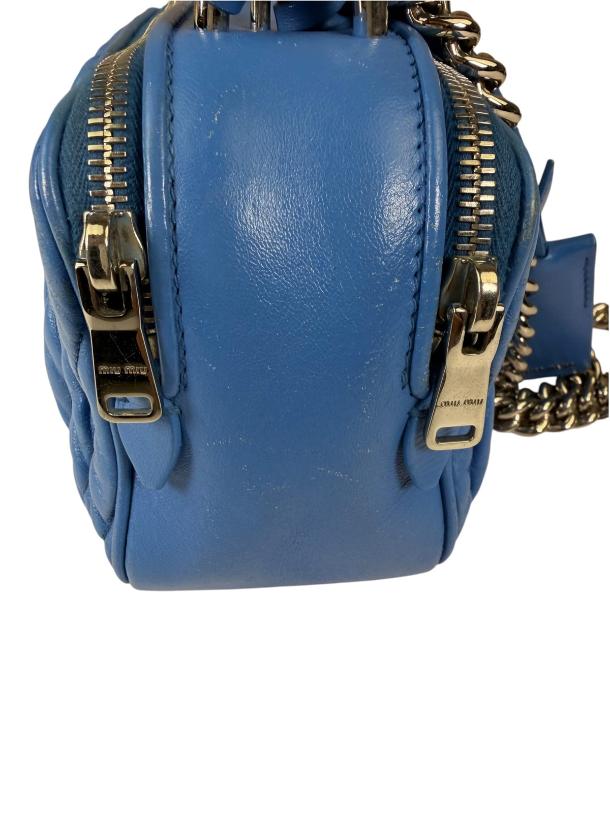 Miu Miu Blue Matelassè Leather Crossbody Bag