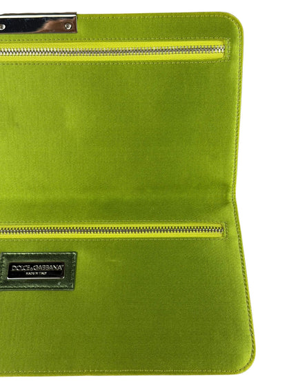 Dolce & Gabbana Lime Green Satin Clutch