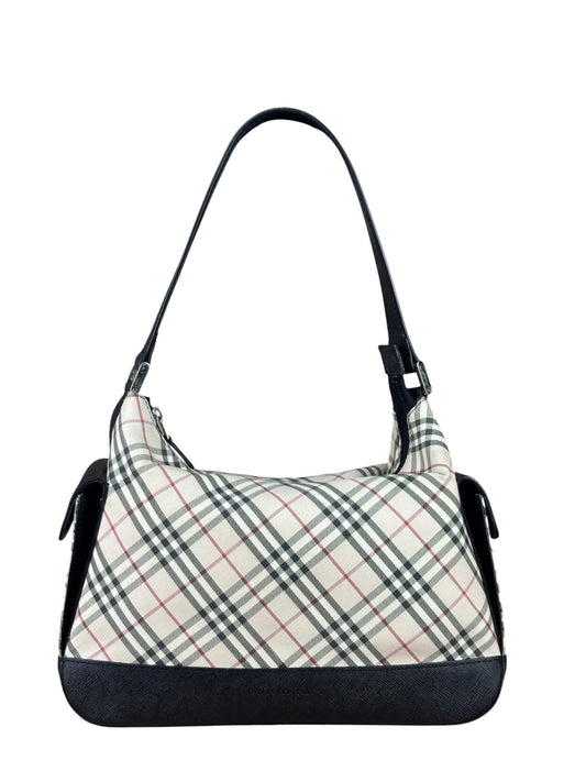 Burberry Black/Beige Saffiano Leather Trim Nova Check Hobo Bag