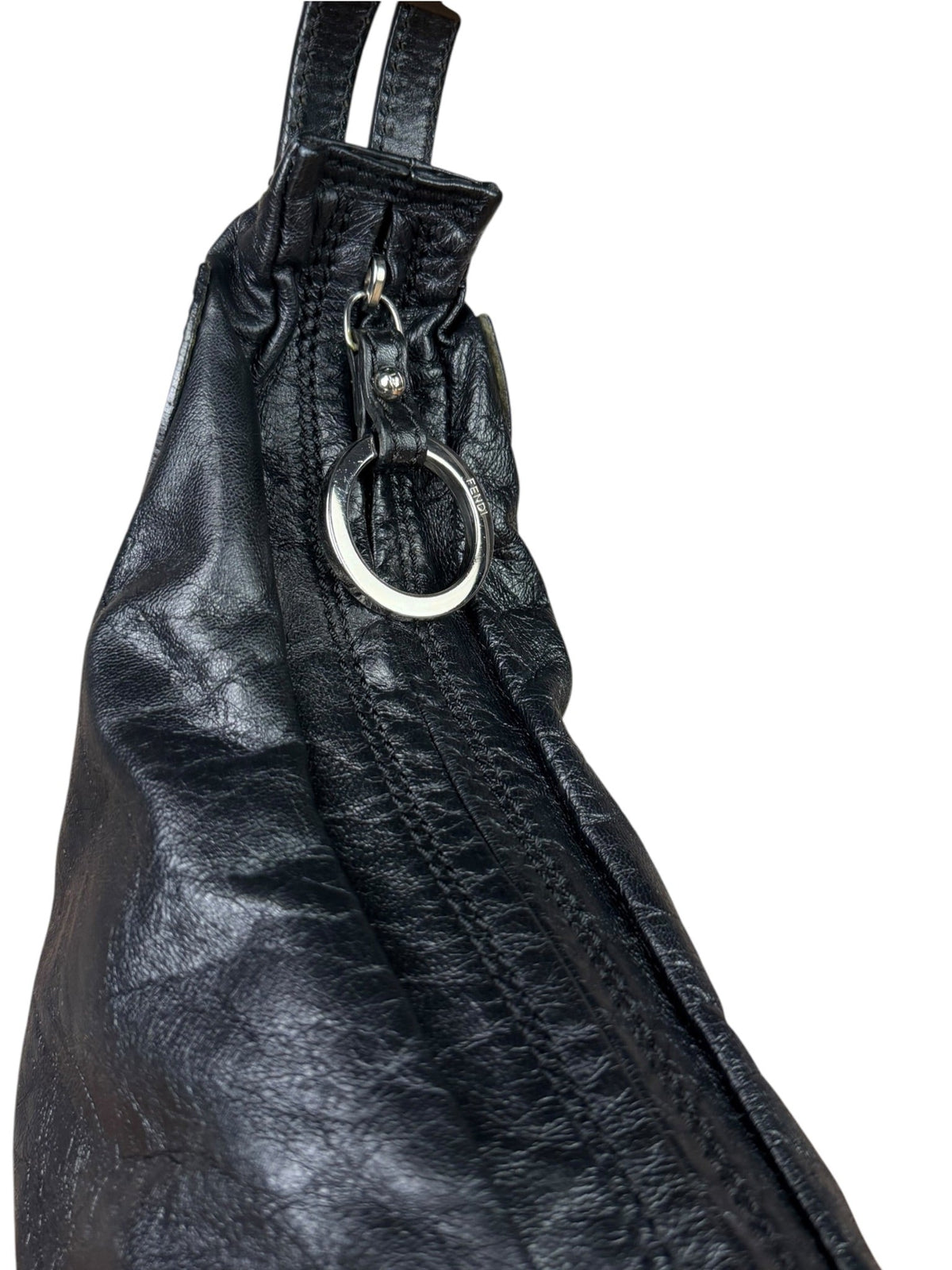Fendi Vintage Black Leather Oyster Hobo Bag