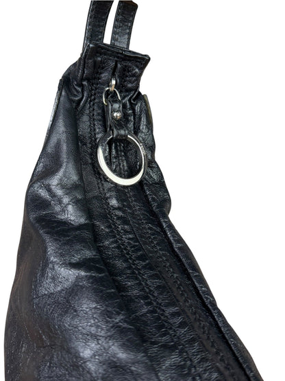 Fendi Vintage Black Leather Oyster Hobo Bag