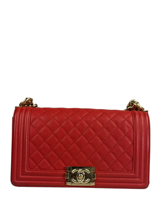 Chanel Red Quilted Caviar Boy Flap Bag 2019