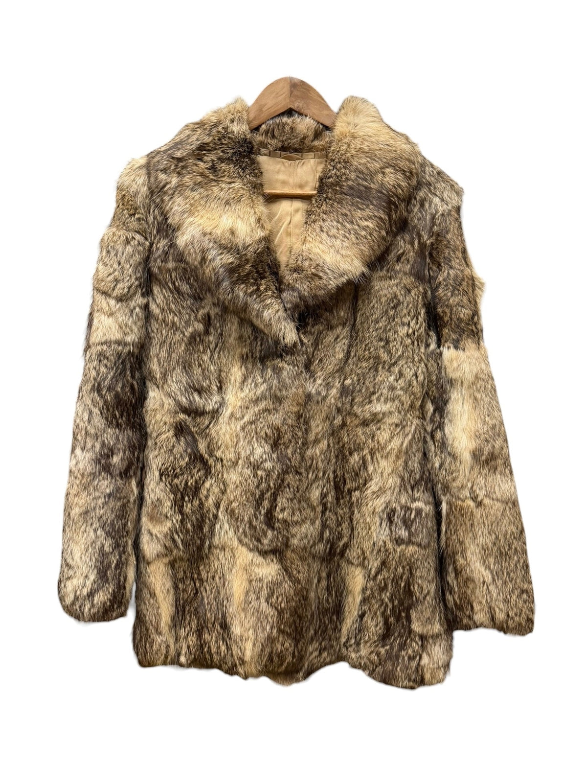 Vintage Dark Brown/Beige Collared Fur Coat
