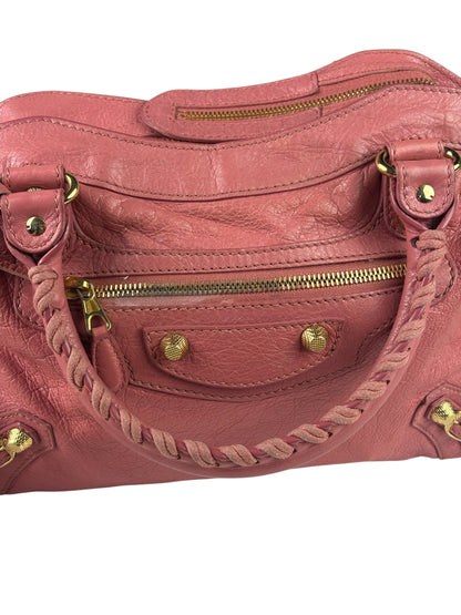 Balenciaga Pink Lambskin Velo Moto Two-Way Bag