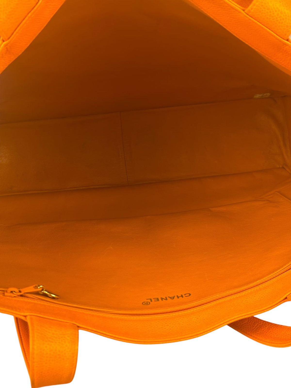 Chanel Vintage Orange Caviar Leather Tote 1989