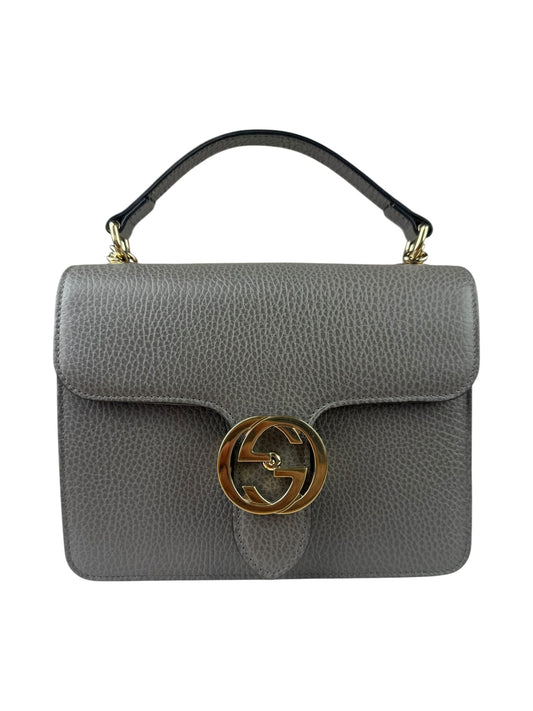 Gucci Grey Calfskin Interlocking Small G Shoulder Bag