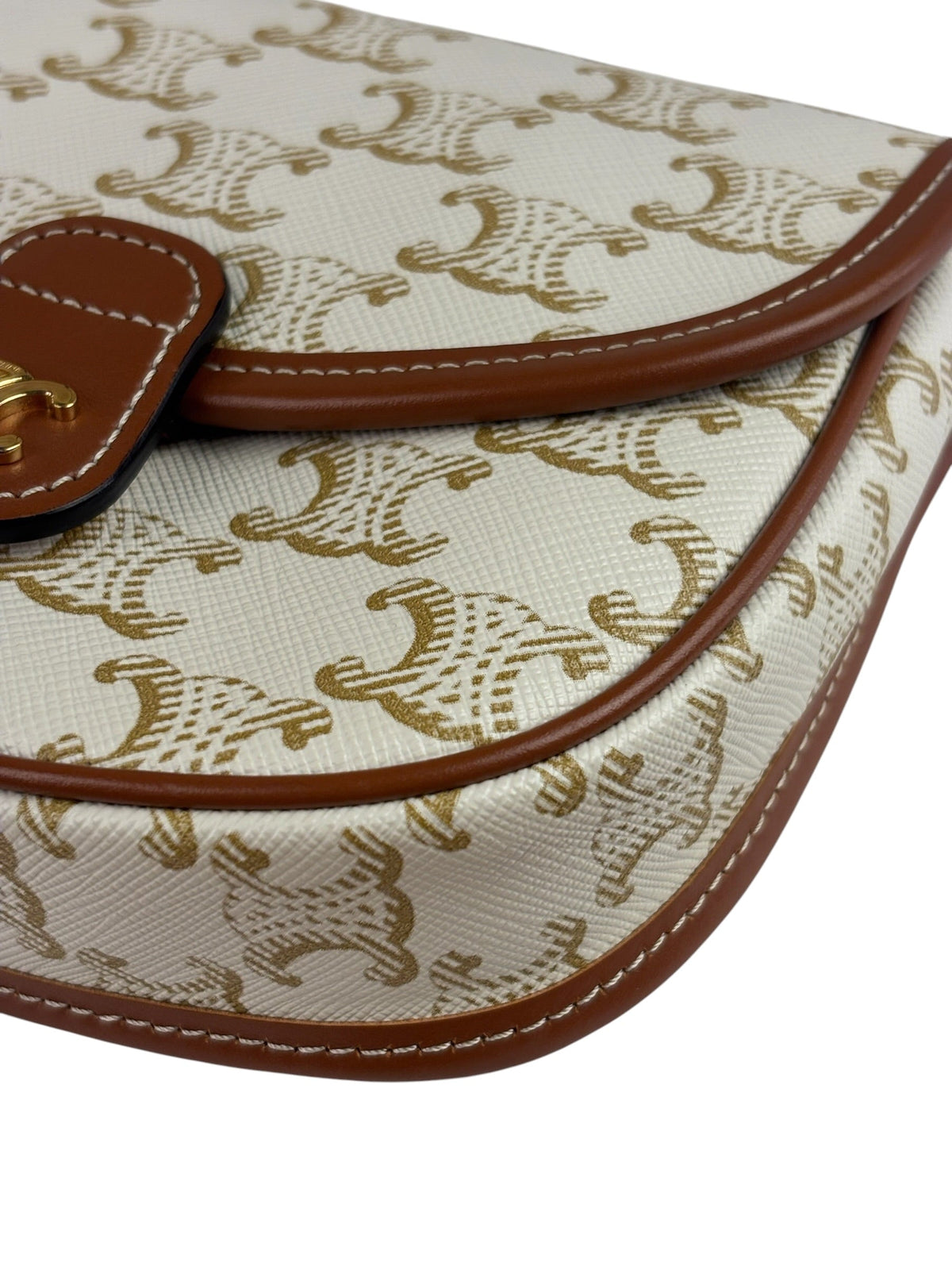 Celine White Leather Macadam Nano Triomphe Besace Shoulder Bag