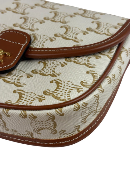 Celine White Leather Macadam Nano Triomphe Besace Shoulder Bag