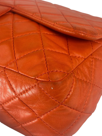 Chanel Orange Quilted Lambskin Flap Bag 2008