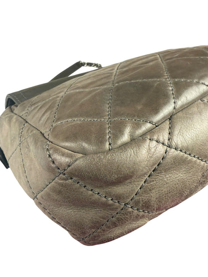 Chanel Olive Two Tone Quilted Leather Chain Flap Bag 2011