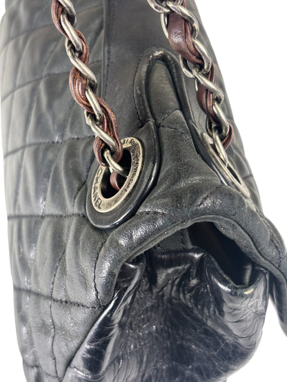 Chanel Black/Grey Quilted Calfskin Matelassè Iridescent Flap Bag 2009
