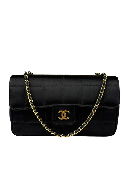 Chanel Black Satin Chocolate Bar Mini East-West Flap Bag