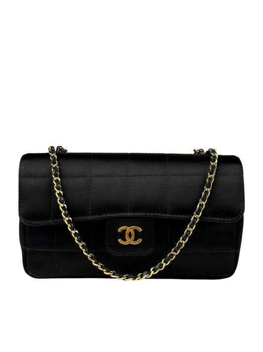 Chanel Black Satin Chocolate Bar Mini East-West Flap Bag