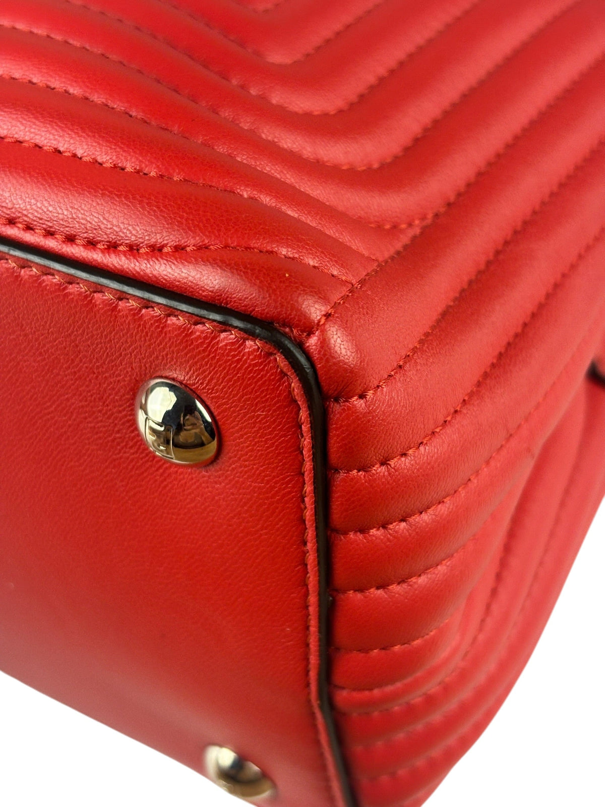 Fendi Vintage Red Calfskin Potcom Click Small Shoulder Bag