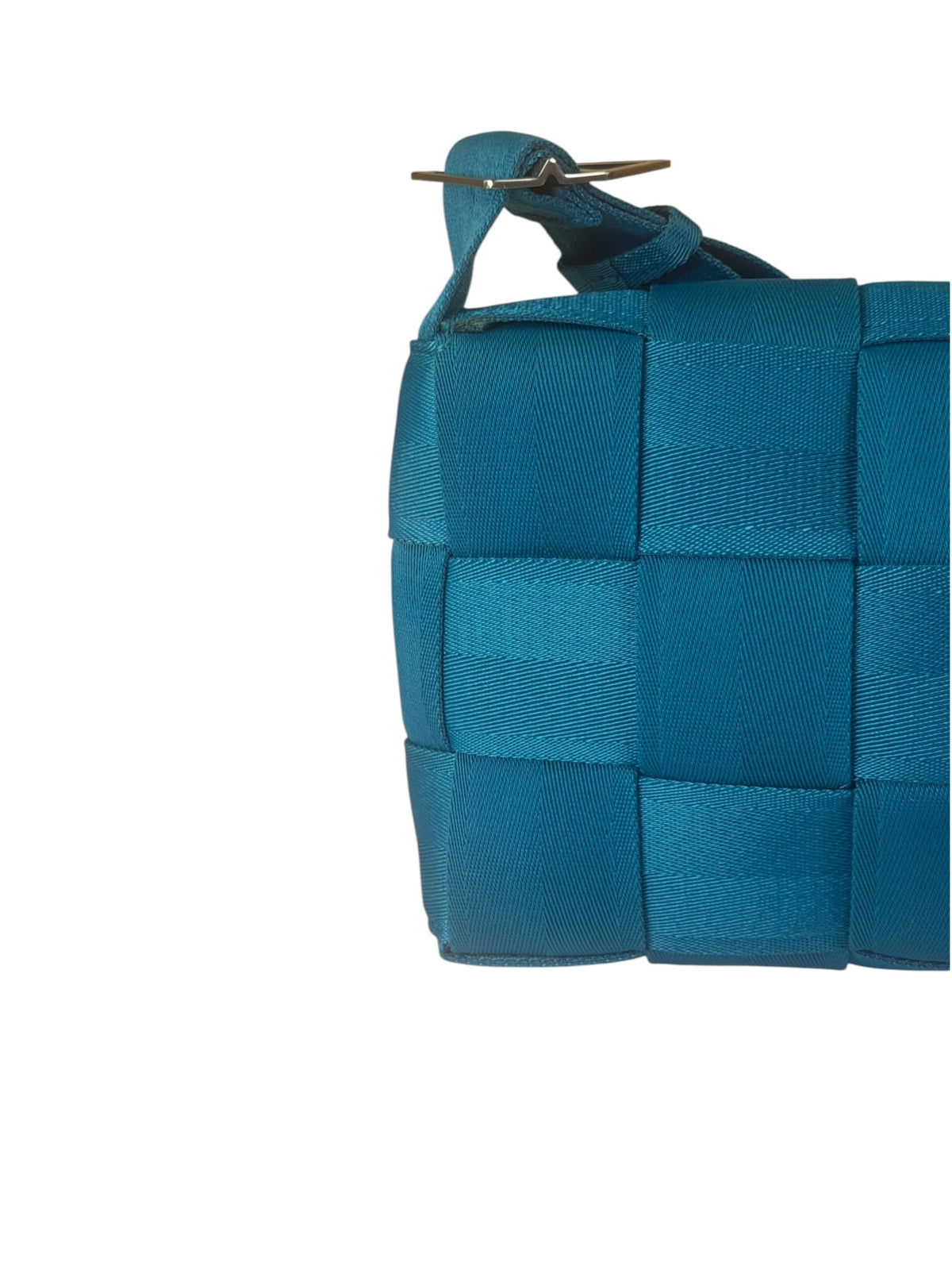 Bottega Veneta Teal Blue Intrecciato Cassette Flap Crossbody Bag