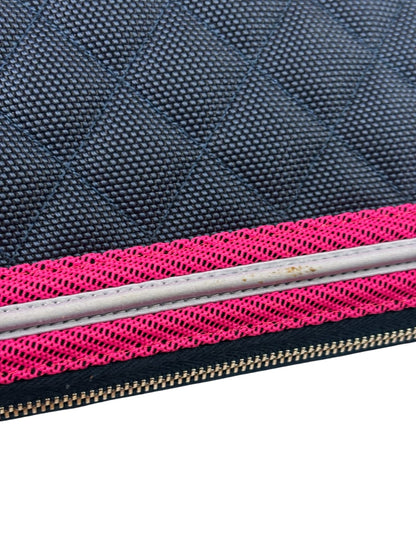 Chanel Navy Quilted Fluo Boy Medium O-Case Clutch