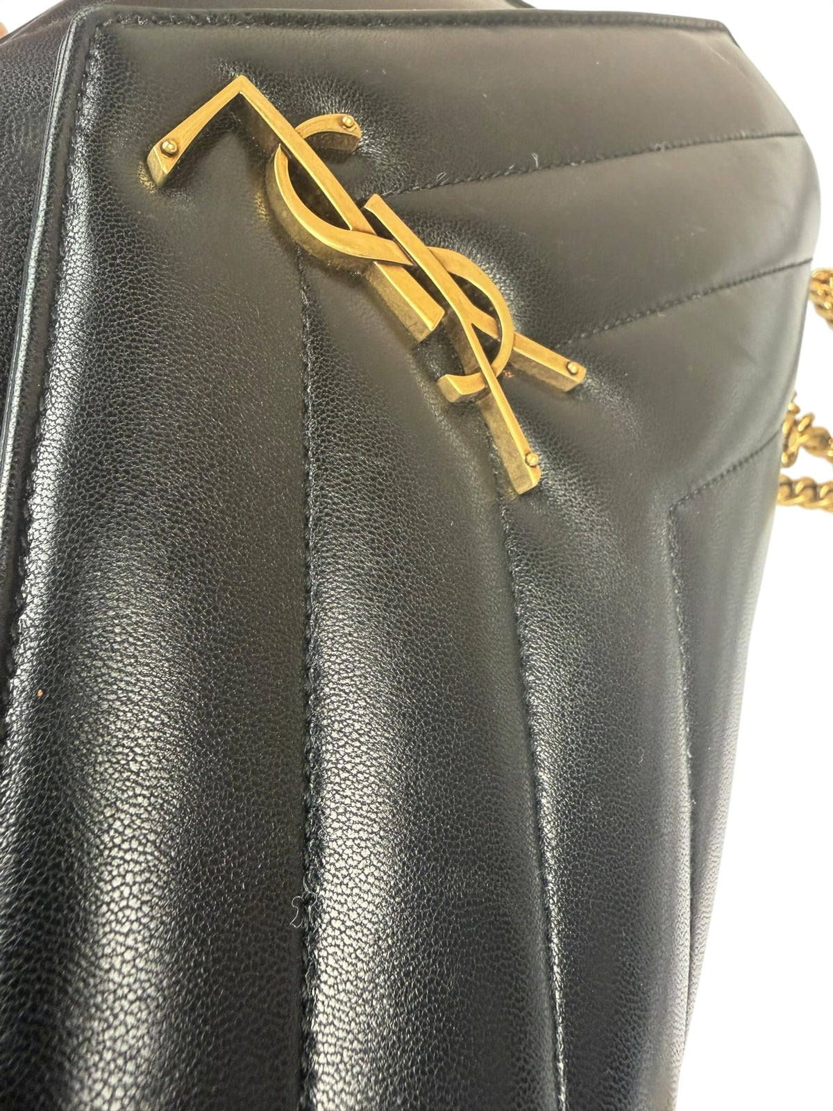YSL Black Lambskin Matelasse Medium Loulou Shoulder Bag