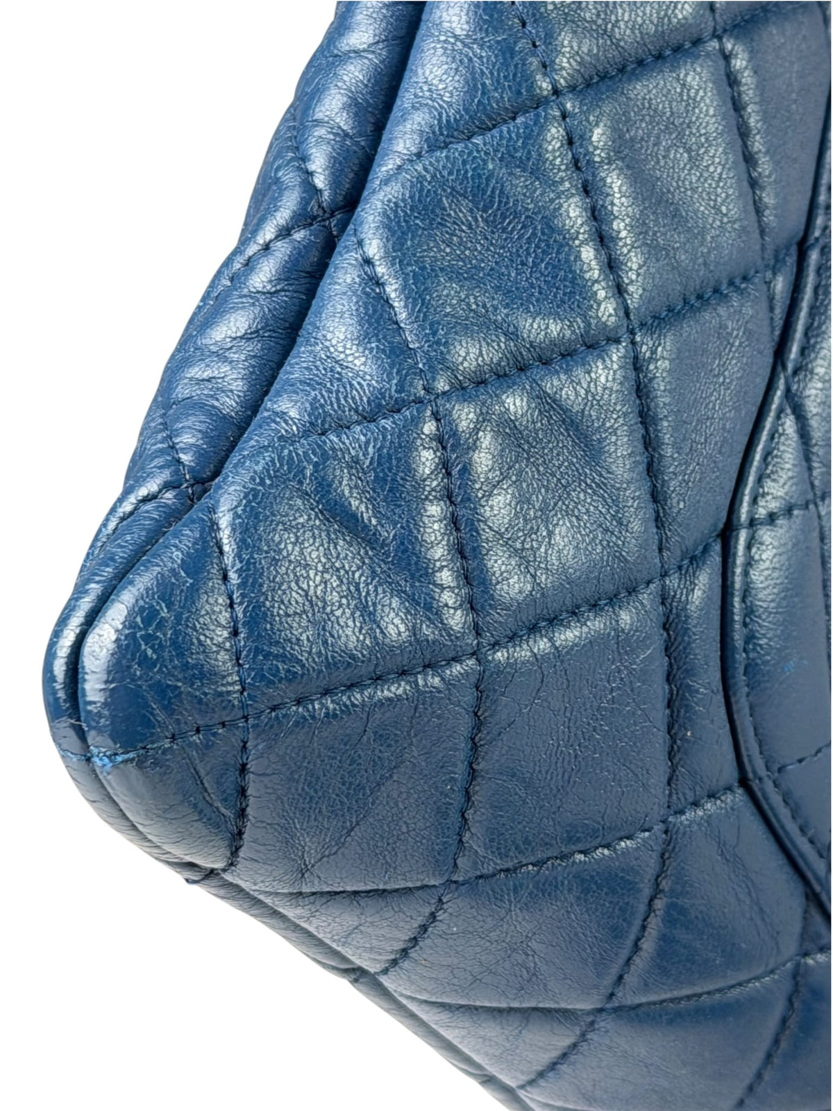 Chanel Blue Quilted Leather O-Case Zipped Pouch 2017