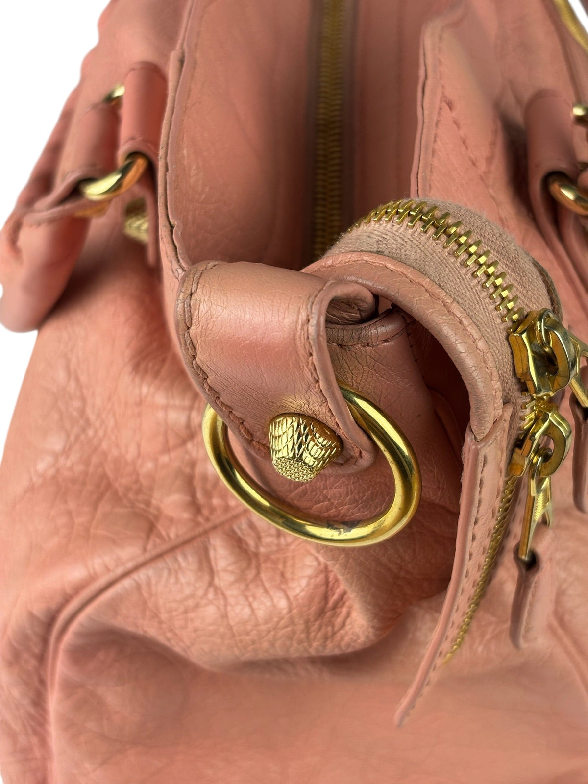 Balenciaga Light Pink Leather Classic Moto City Bag