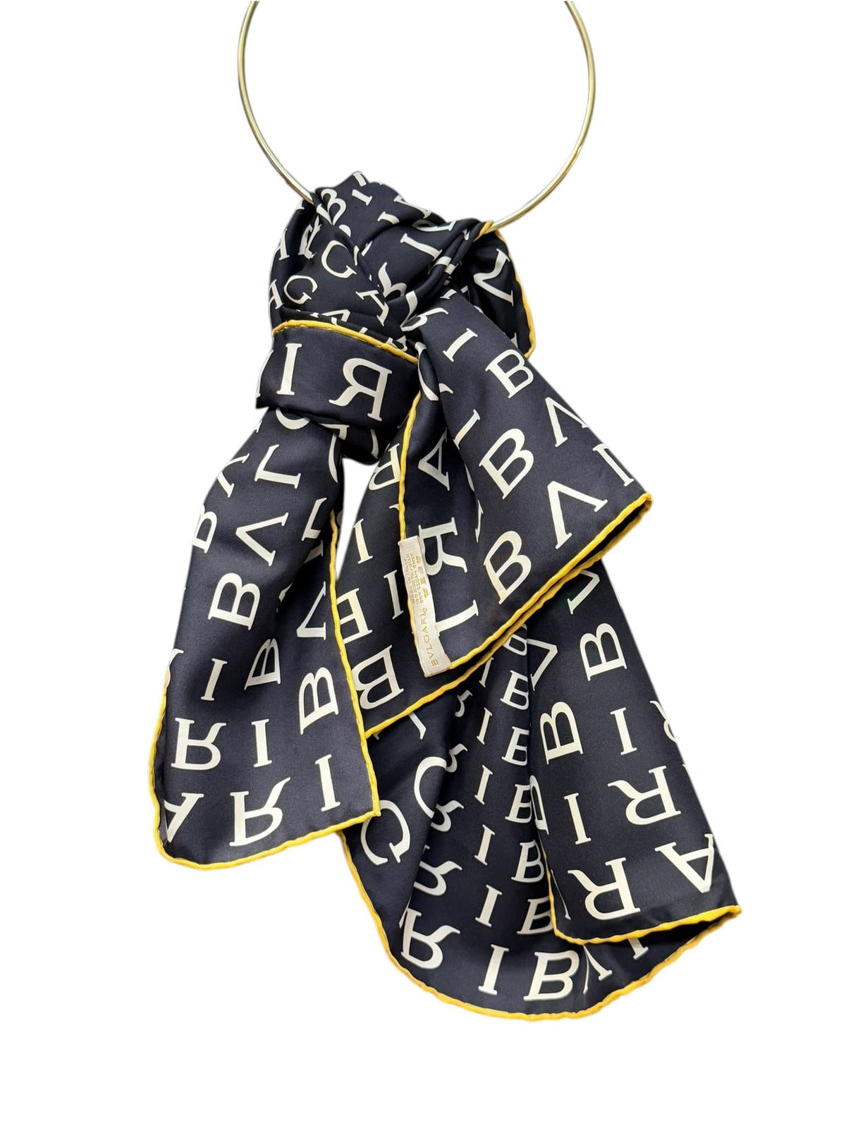 Bvlgari Black White Bvlgari Print Square Silk Scarf