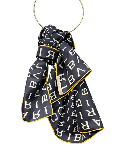 Bvlgari Black White Bvlgari Print Square Silk Scarf