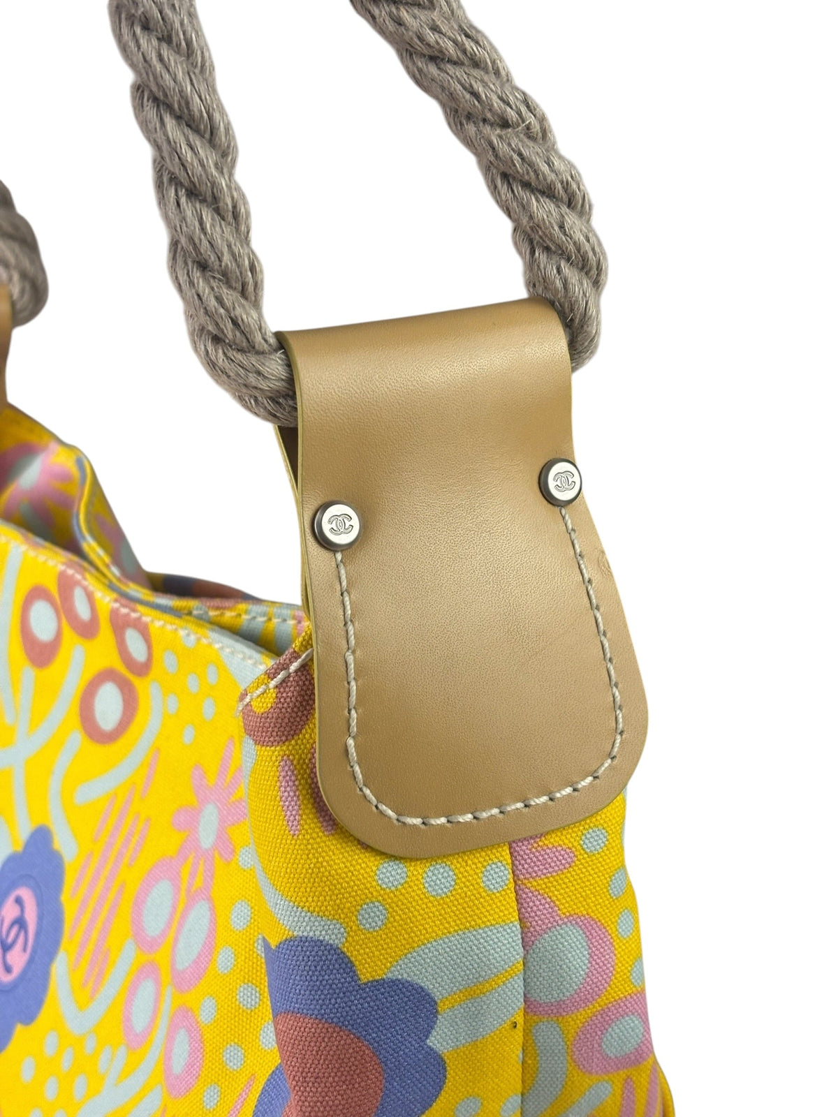 Chanel Canvas CC Floral Camellia Rope Bucket Shoulder Bag 2003