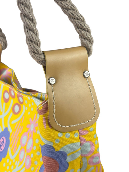 Chanel Canvas CC Floral Camellia Rope Bucket Shoulder Bag 2003